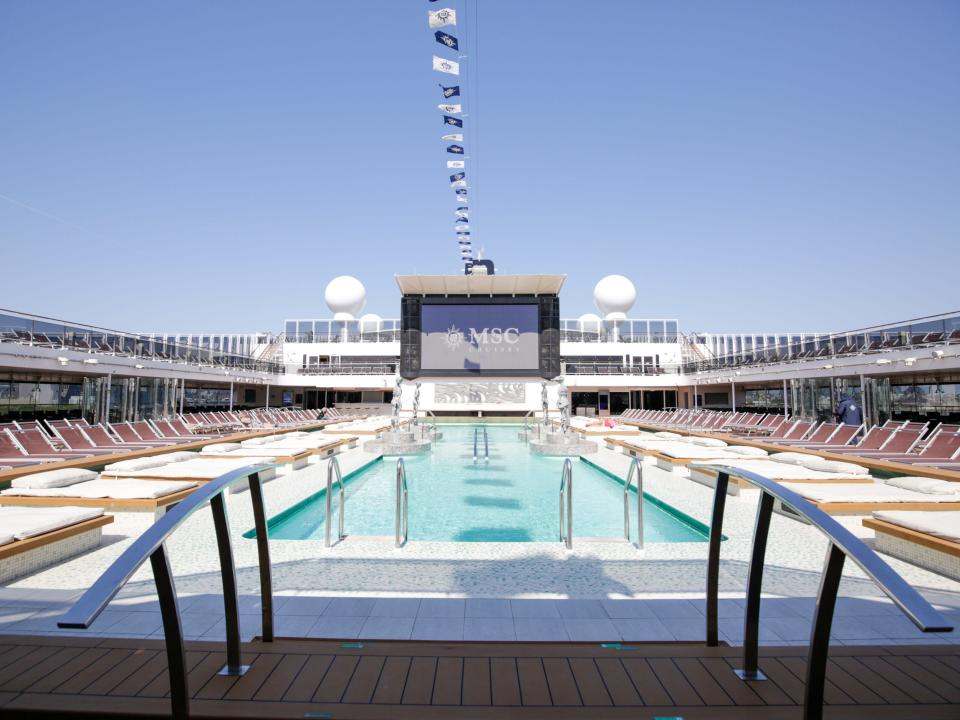 An empty pool deck in the MSC Meraviglia