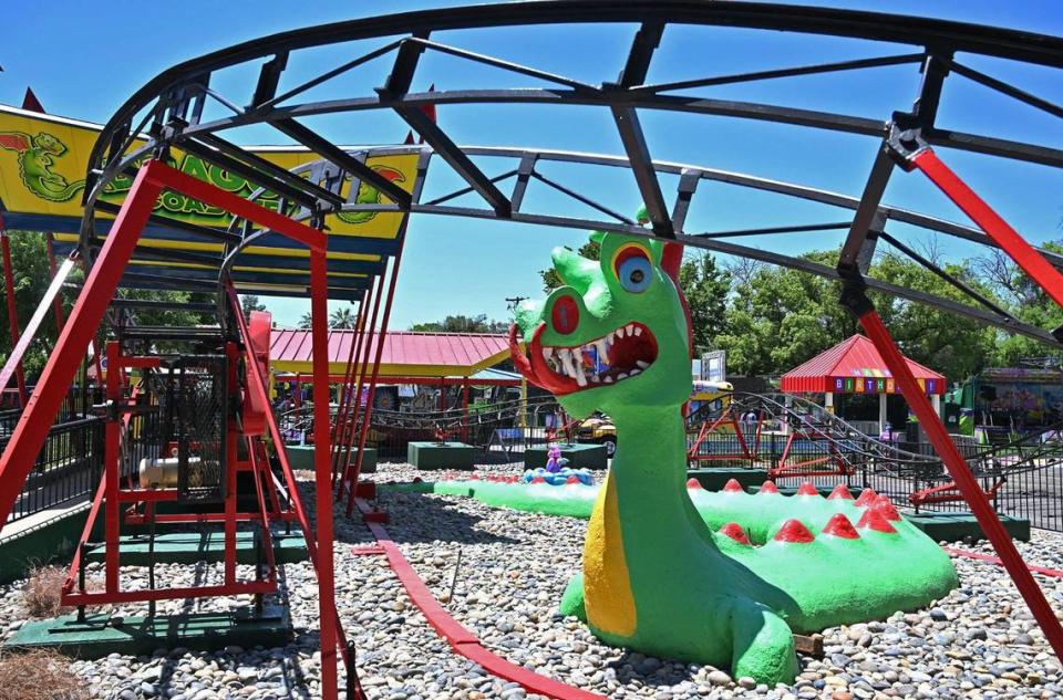 Although Playland Fresno in Roeding Park offers new rides, some of thw classics like the Dragon Coaster still exist. Photographed Thursday morning, June 20, 2024 in Fresno.