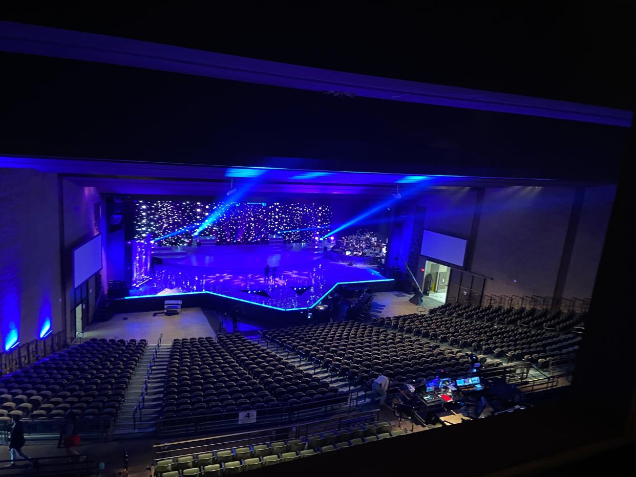 A look at the stage on Wednesday evening about an hour before the Miss Volunteer America Pageant officially began on May 4, 2022.