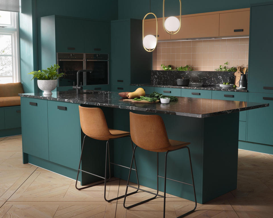 11. An L-shaped kitchen with island