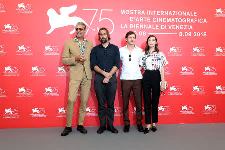 The 75th Venice International Film Festival - photocall for the movie "The Mountain" competing in the Venezia 75 section - Venice, Italy, August 30, 2018 - Director Rick Alverson with actors Jeff Goldblum, Tye Sheridan and Hannah Gross. REUTERS/Tony Gentile/Files