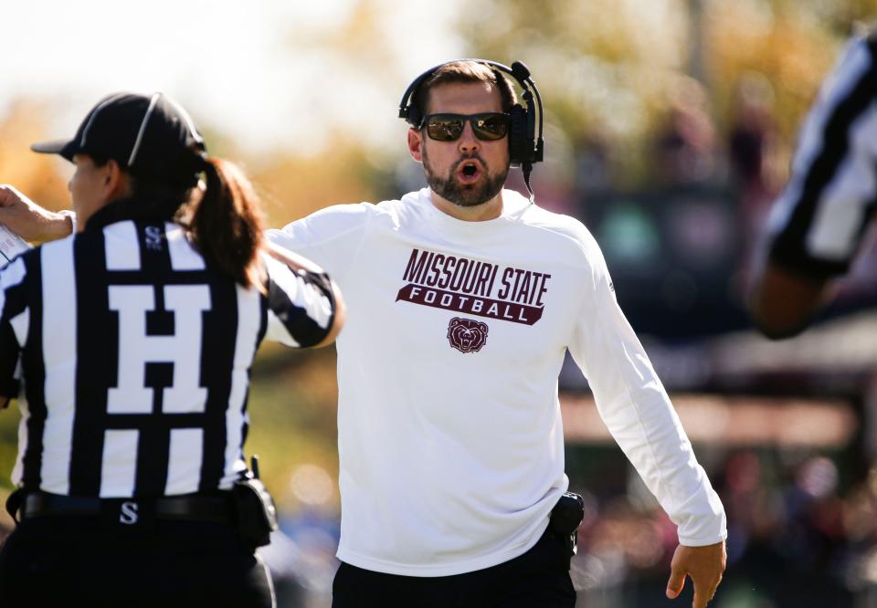 Missouri State head coach Ryan Beard as the Bears take on the Murray State Racers at Plaster Field on Saturday, Oct. 21, 2023.