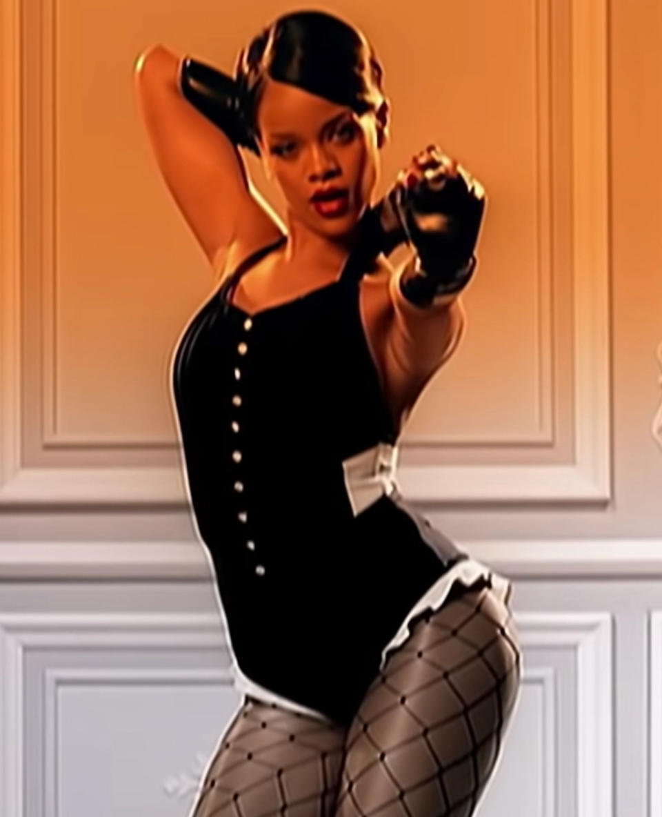 Rihanna in her "Umbrella" music video