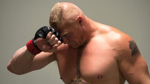 Lesnar preparing for his bout with Mark Hunt at UFC 200. Source: Getty