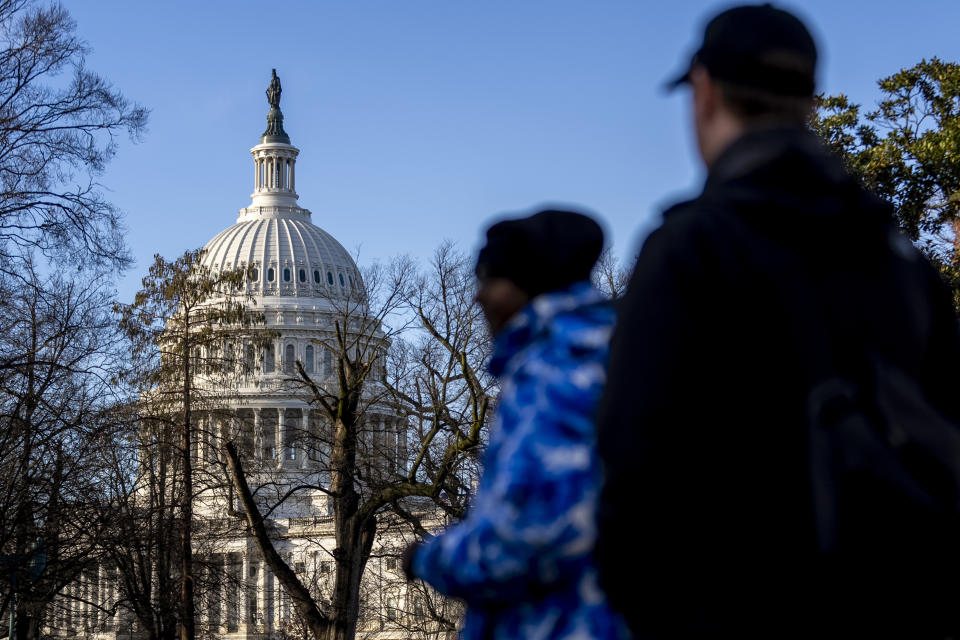 The Dome of the U.S. Capitol Building is visible on Capitol Hill in Washington, Monday, Jan. 23, 2023. (AP Photo/Andrew Harnik)