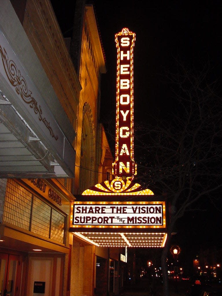 Marquee outside the historic Weill Center for the Performing Arts in downtown Sheboygan.