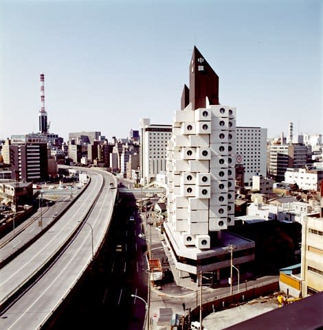 Nakagin Capsule Tower, 1972/2019. Photograph. 15" x 15 ¼" (38x39 cm).