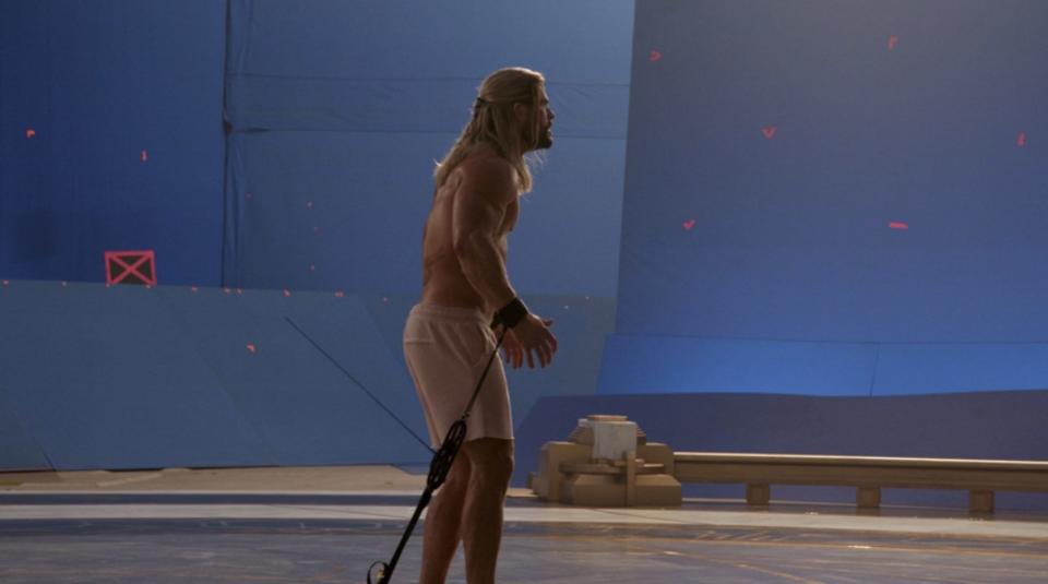 Chris Hemsworth on the set of "Thor: Love and Thunder."