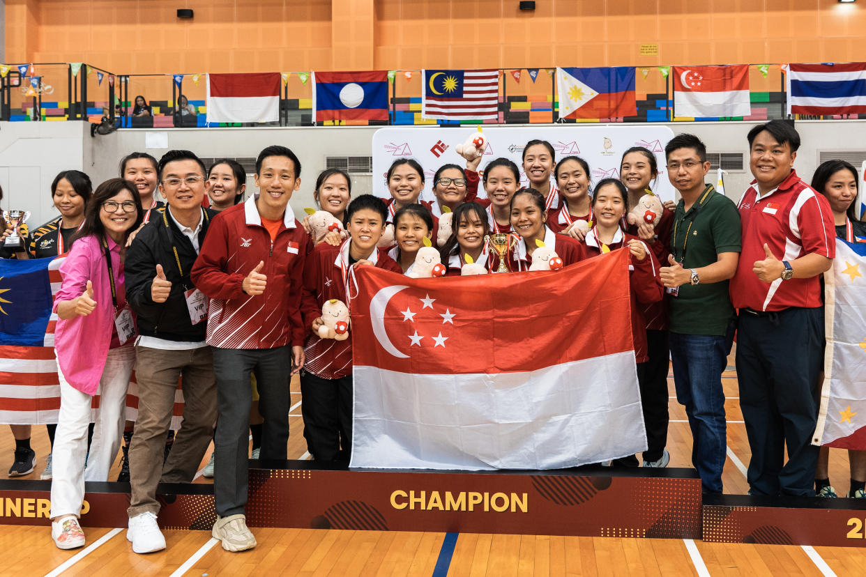 The triumphant Singapore women's team at the SouthEast Asia Tchoukball Championships. (PHOTO: Tchoukball Association of Singapore)