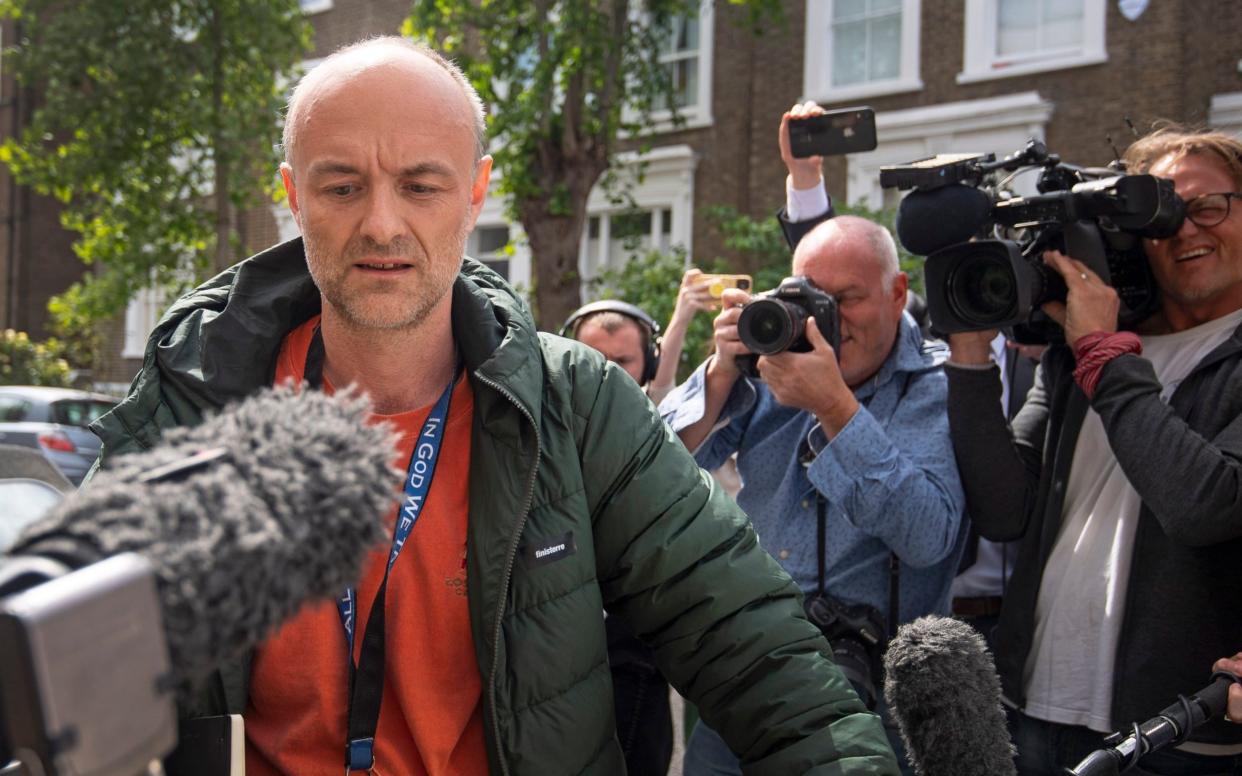 Dominic Cummings was met by members of the press outside his home - Analysis: Did Dominic Cummings break the lockdown rules? - PA