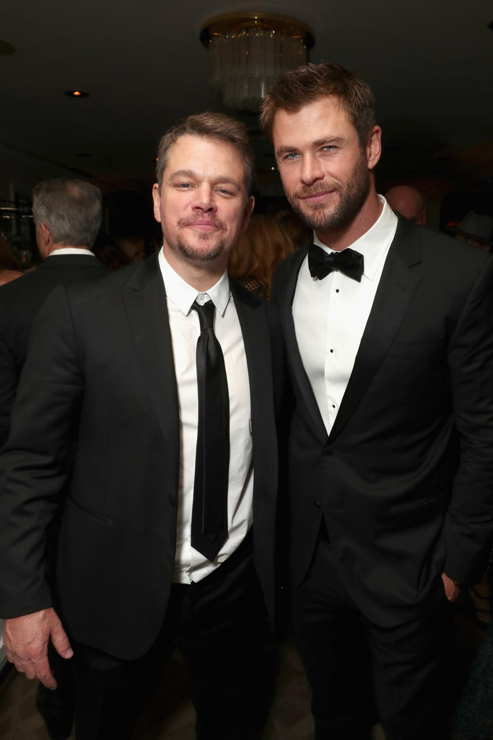 Best ‘bromance’ of all time! Matt Damon and Chris Hemsworth stayed home in Byron Bay to hang out with their seven kids (between them) while their lady-loves enjoyed a girls weekend in Sydney. Source: Getty