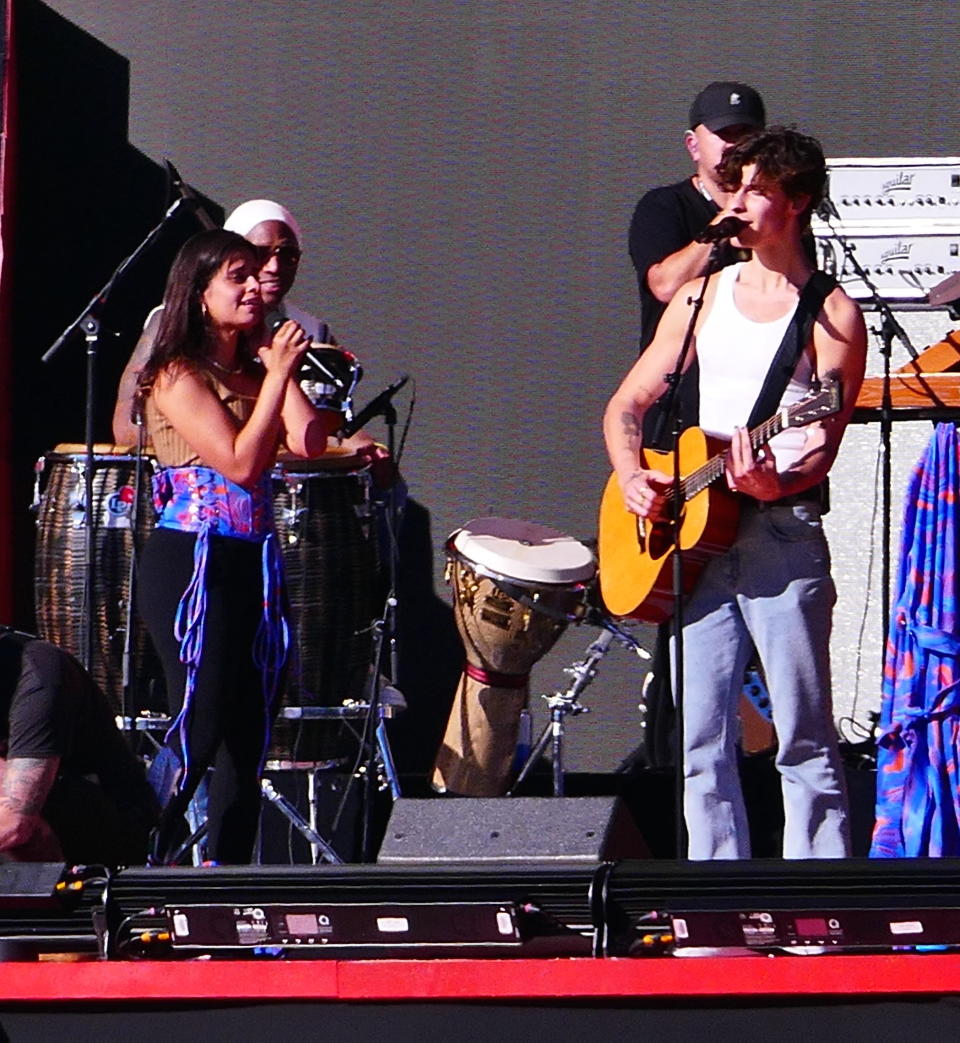 Camila Cabello and Shawn Mendes perform at Global Citizen Live in New York City. - Credit: Brian Prahl/MEGA