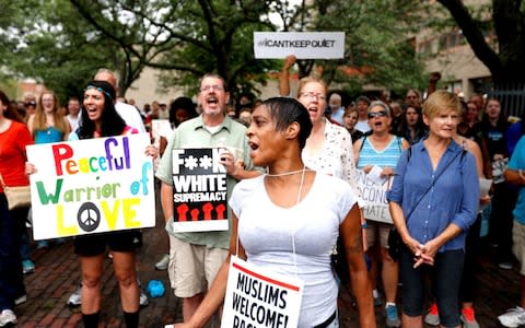 Counter protesters gather in Roxbury before marching to the 'Free Speech Rally' on Boston Common - Credit: Scott Eisen/Getty Images