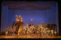 This image released by Disney Theatrical Productions shows the cast during a performance of "The Lion King." (Disney Theatrical Productions via AP)