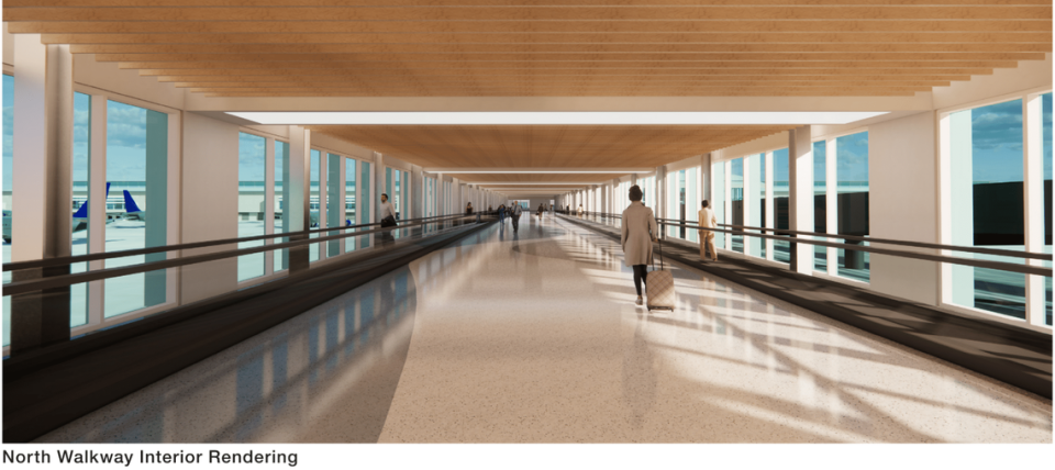 Rendering of the planned North walkway for Sacramento International Airport expansion.