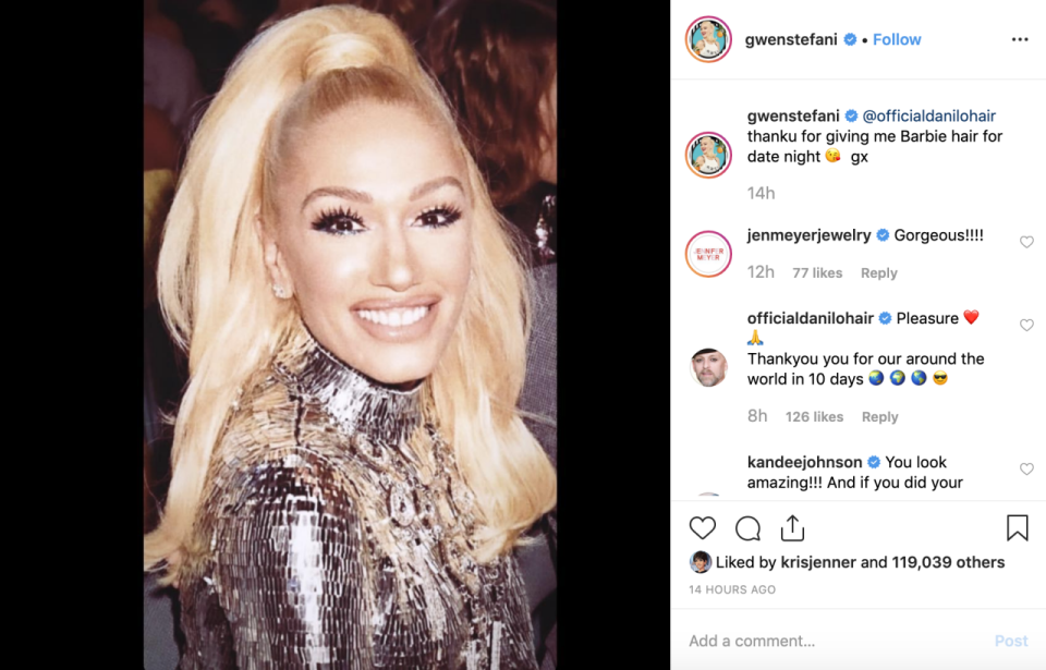 Critics are calling out Gwen Stefani’s face in a photo of her posted to Instagram. Photo: Instagram