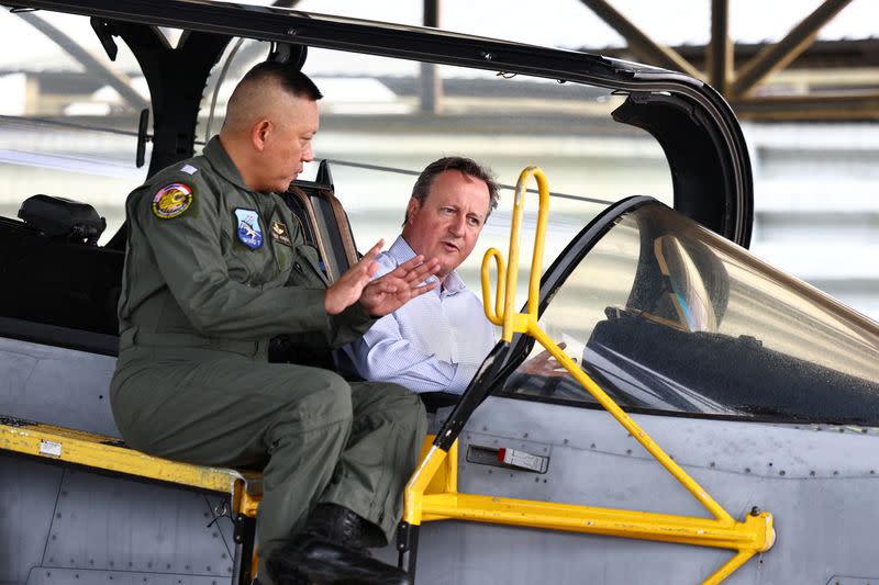 British Foreign Secretary and former Prime Minister David Cameron speaks to Reuters in Nakhon Ratchasima