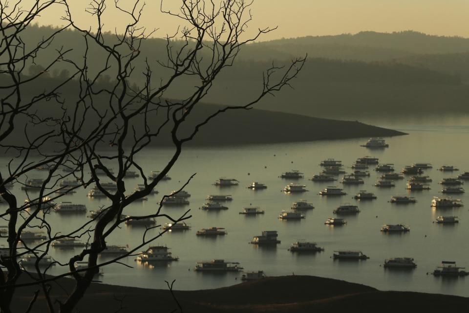 Charred landscape around Lake Oroville