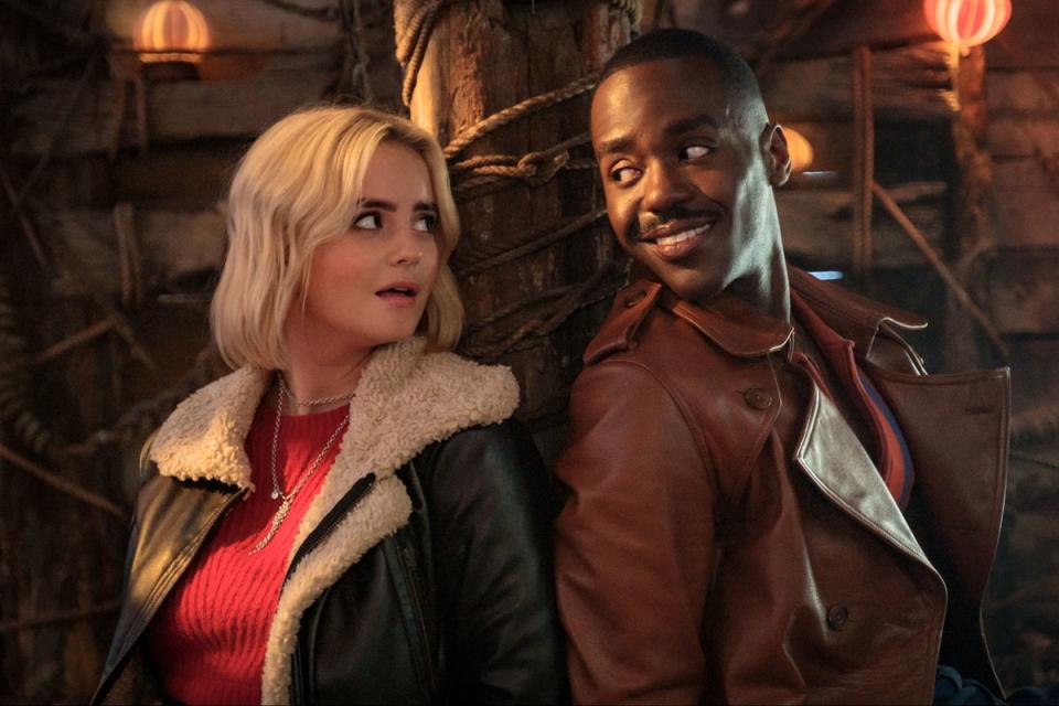 New generation: Gibson and Ncuti Gatwa in the Doctor Who Christmas special (Lara Cornell/BBC Studios/Bad Wolf)