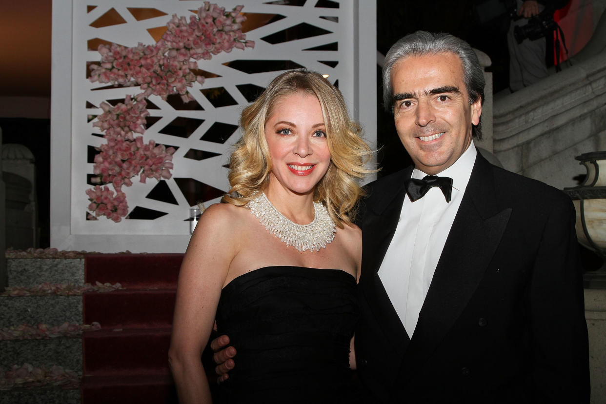 MEXICO CITY, MEXICO - MARCH 13:  Actress Edith Gonzalez and her husband Lorenzo Lazo attend the Montblanc "Grace Kelly" collection introduction at Condesa on March 13, 2012 in Mexico City, Mexico.  (Photo by Victor Chavez/WireImage)