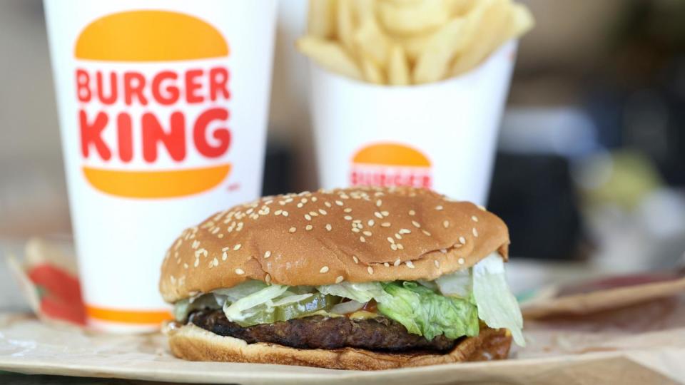 PHOTO: In this photo illustration, a Burger King Whopper hamburger is displayed on April 5, 2022 in San Anselmo, California.  (Justin Sullivan/Getty Images)