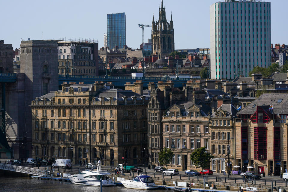 NEWCASTLE UPON TYNE, ENGLAND - SEPTEMBER 17: General view of Newcastle on September 17, 2020 in Newcastle upon Tyne, England. Almost two million people in north-east England will be banned from mixing with other households and pubs will close early as coronavirus cases rise. Health Secretary Matt Hancock announced the temporary restrictions will be in place from midnight due to concerning rates of infection. The measures affect seven council areas, Newcastle, Northumberland, North Tyneside, South Tyneside, Gateshead, County Durham and Sunderland. (Photo by Ian Forsyth/Getty Images)