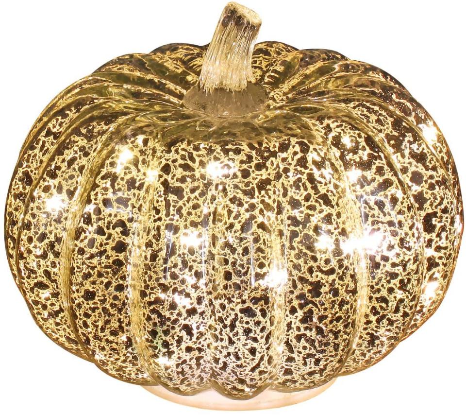 thanksgiving decoration - glowing gold artificial mercury glass pumpkin