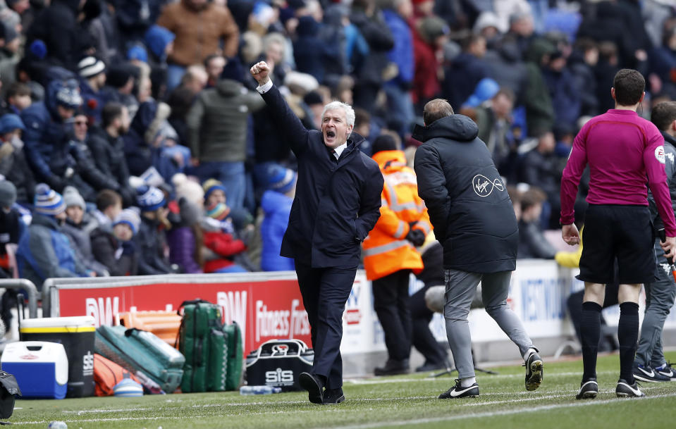Mark Hughes celebrates after Southampton score against Wigan
