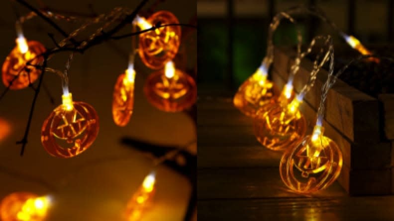 These pumpkin lights look great both inside and outside.