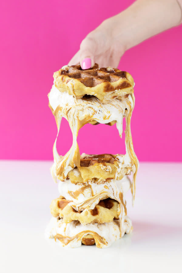 Fluffernutter Waffle Sandwiches