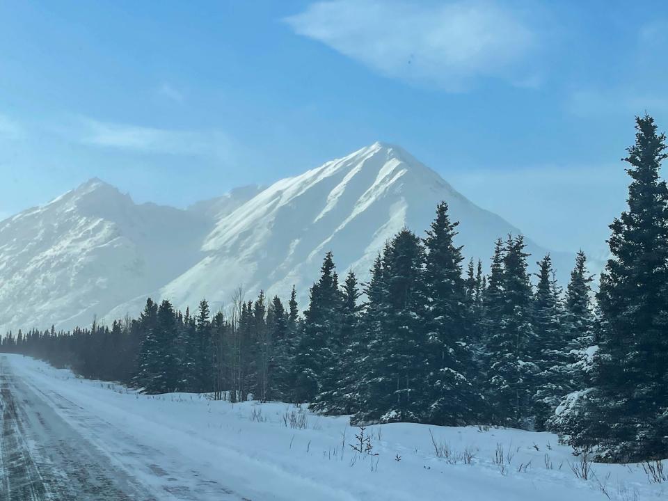 February 19, 2022, Alaska; Views of Denali National Park from George Parks highway (Alaska Route 3), February 19, 2022.