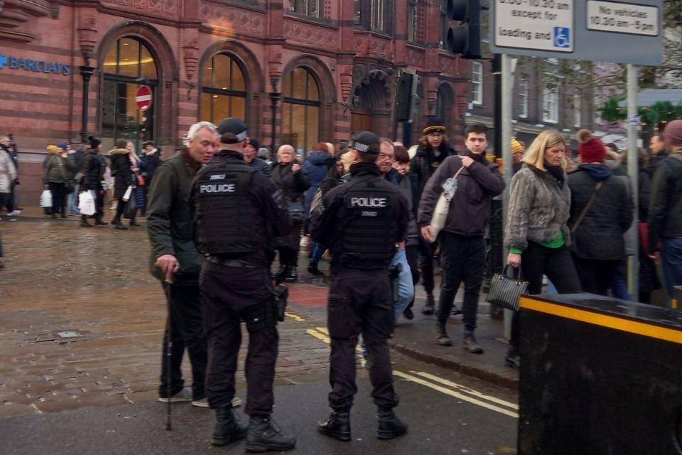 Armed police on patrol in York on Saturday, December 9