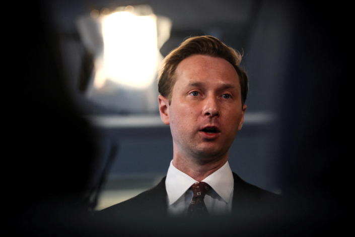 Andrew Adams, the head of the U.S. Department of Justice's KleptoCapture task force, which is targeting Russian oligarchs and evasion of sanctions intended to pressure Moscow to end its invasion of Ukraine, speaks during an interview with Reuters in New York City, New York, U.S., April 1, 2022. REUTERS/Mike Segar