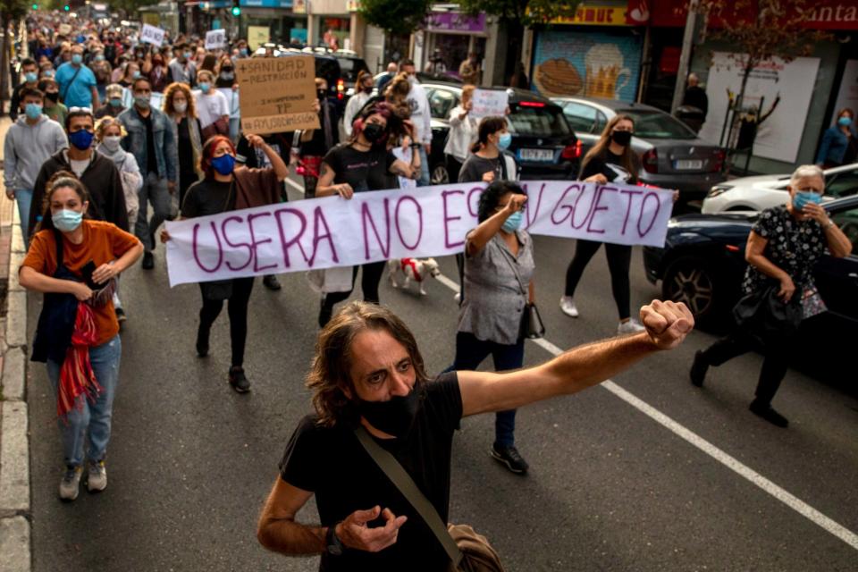 Rage: demonstrators in Madrid: Getty Images