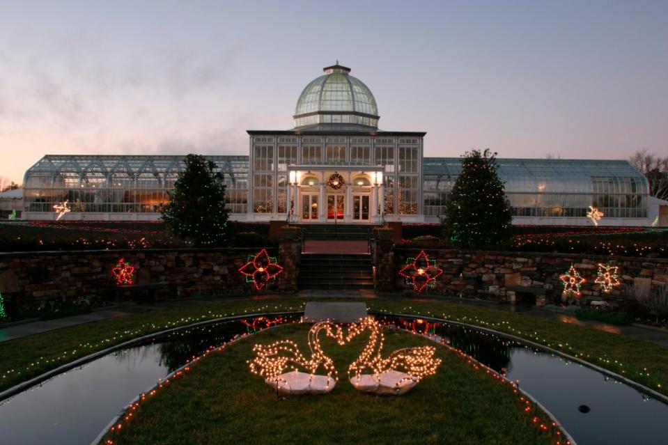 Christmas lights in the Lewis Ginter Botanical Garden via Getty Images