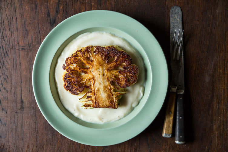 <strong>Get the <a href="http://food52.com/recipes/20792-dan-barber-s-cauliflower-steaks-with-cauliflower-puree" target="_blank">Dan Barber's Cauliflower Steaks with Cauliflower Purée Recipe</a> by Genius Recipes/Food52</strong>