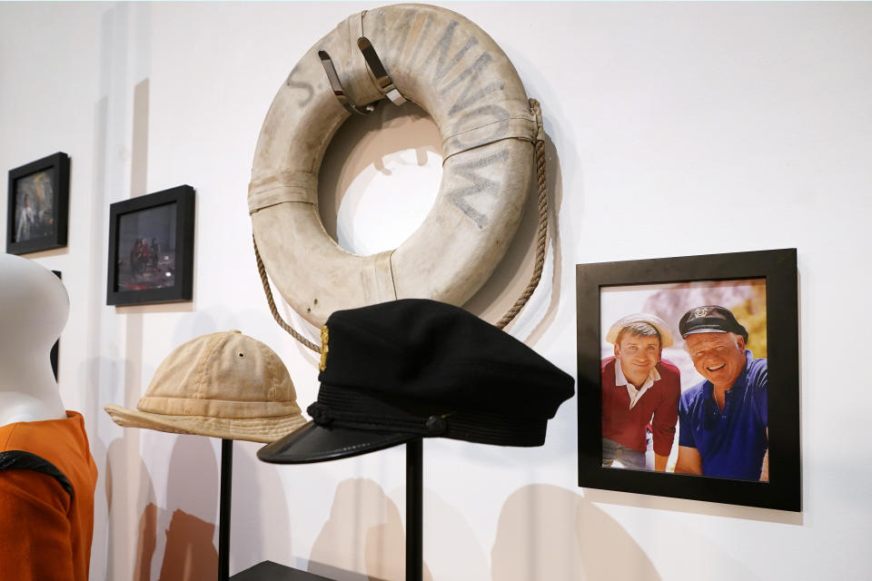 Props used on the television show "Gilligan's Island" sit on display, Thursday, April 27, 2023, in Irving, Texas. A dizzying number of props, sets, and costumes from television shows beloved by generations of viewers will be sold at auction next month. The collection James Comisar has spent over 30 years amassing includes "The Tonight Show" set Johnny Carson gave him after retiring, the timeworn living room from "All in the Family," and the bar where Sam Malone served customers on Cheers. (AP Photo/Tony Gutierrez)