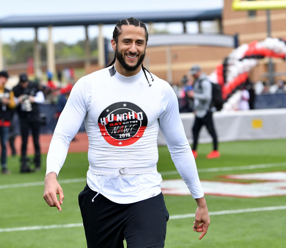 A Saturday workout on short notice presents problems for Colin Kaepernick, but he's publicly focused on the opportunity at hand. (Prince Williams/Wireimage/Getty)