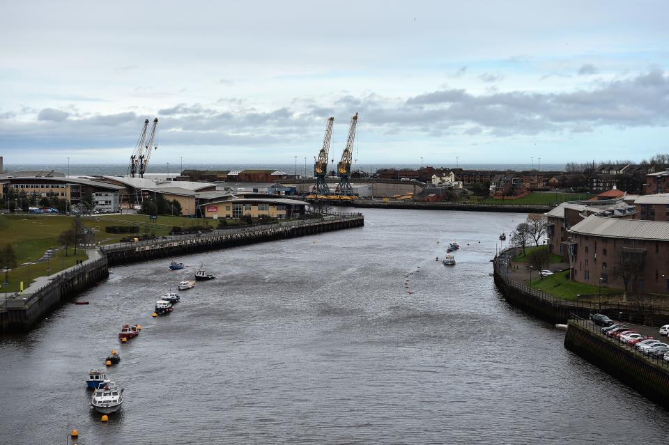 The mouth of the river Wear is seen from the Wearmouth road bridge in Sunderland in north east England on March 16, 2019. - The former shipbuilding city in northeast England, where the Nissan carmaker plant is now the lifeblood, played a starring role in Britain's seismic decision to leave the European Union. The city's 61 percent vote in favour of leaving in the 2016 referendum signalled early on where the nation was heading on the night of June 23, 2016 and celebrations at the count were beamed worldwide. (Photo by ANDY BUCHANAN / AFP)        (Photo credit should read ANDY BUCHANAN/AFP/Getty Images)