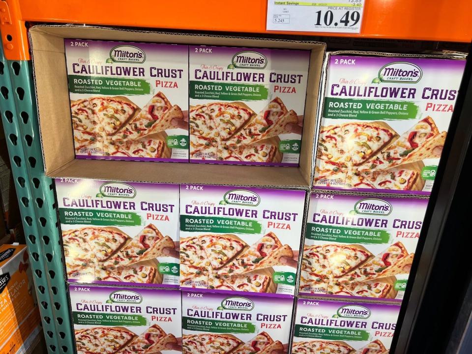 shelves of cauliflower pizza crust at costco