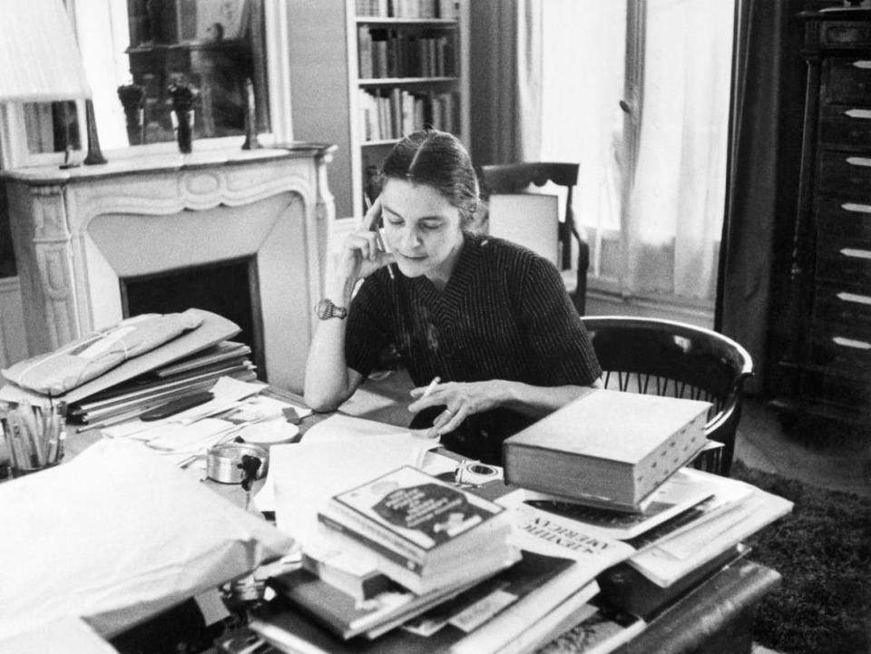 <div class="inline-image__caption"><p>Mary McCarthy at her desk in Paris, March 28, 1964.</p></div> <div class="inline-image__credit">Bettmann/Getty</div>