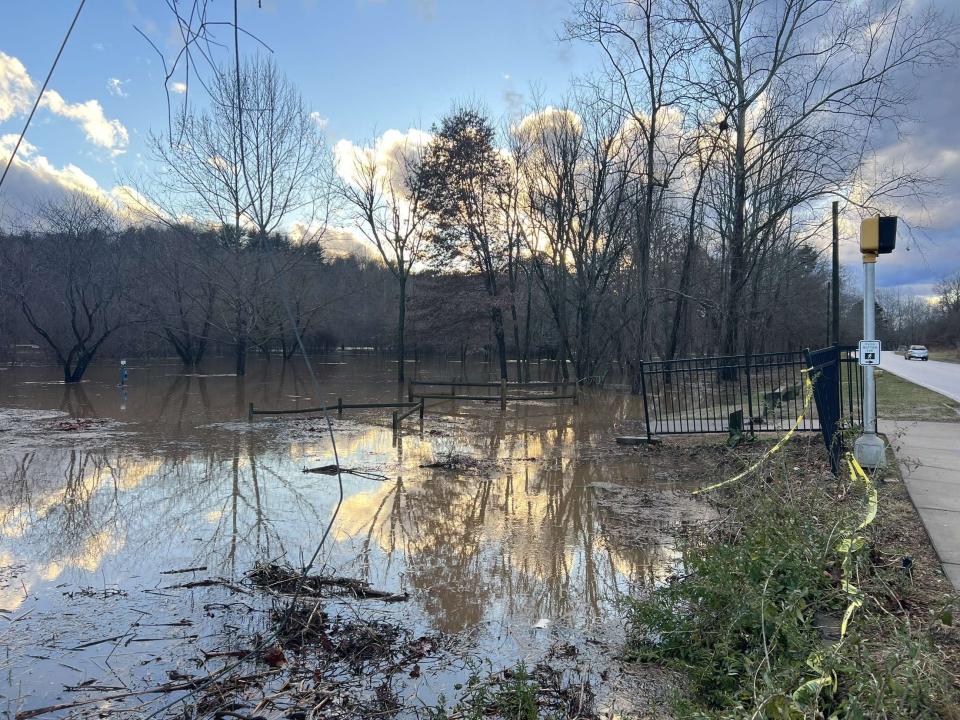 Carrier Park is seen completely flooded after heavy rain on Jan. 9.