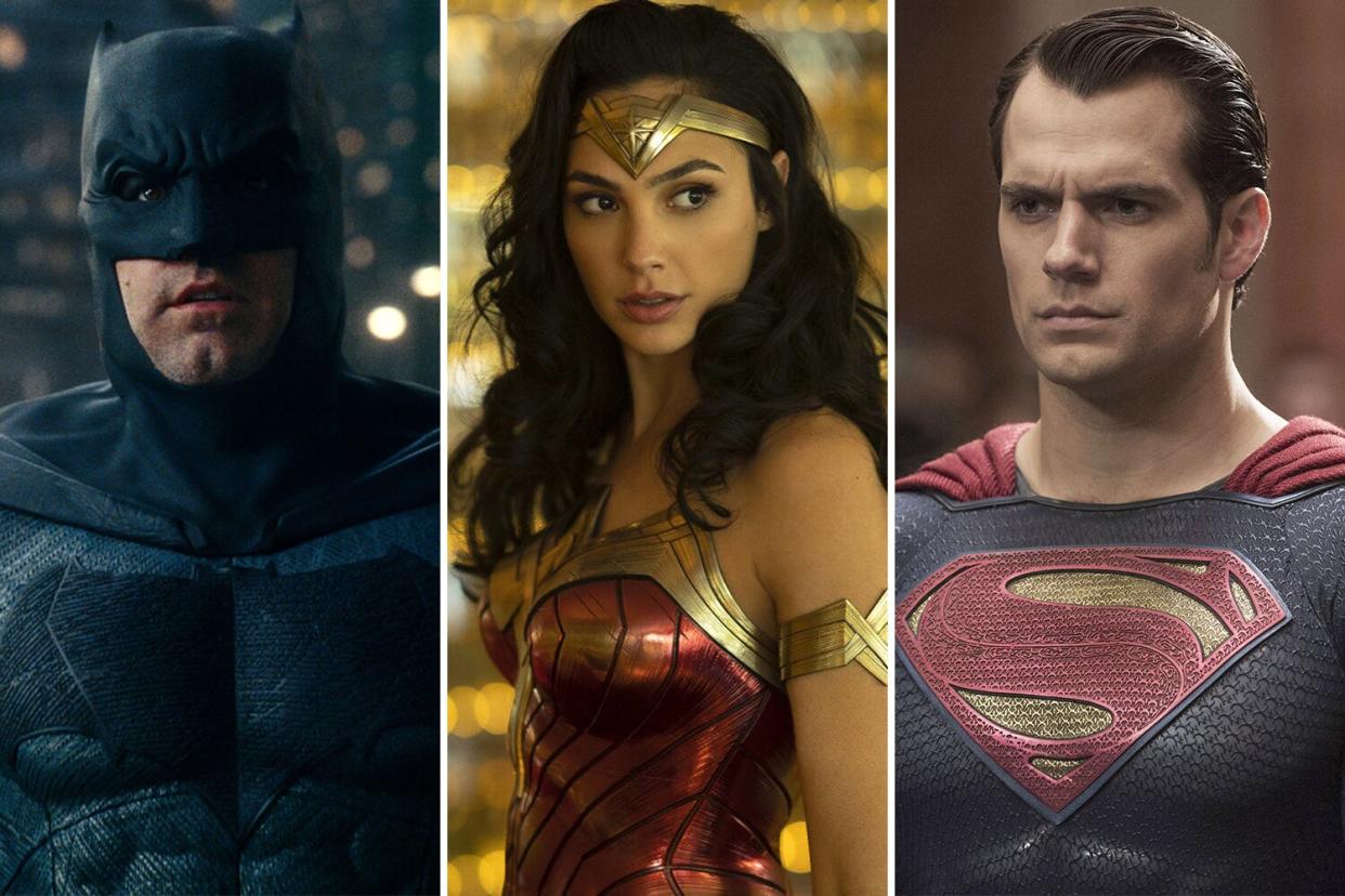 Gal Gadot as Wonder Woman, Henry Cavill as Superman and Ben Affleck as Batman