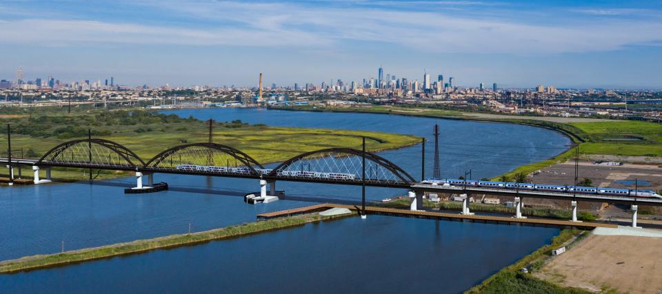 A rendering of the new Portal Bridge across the Hackensack River, part of the larger gateway rail tunnel project.