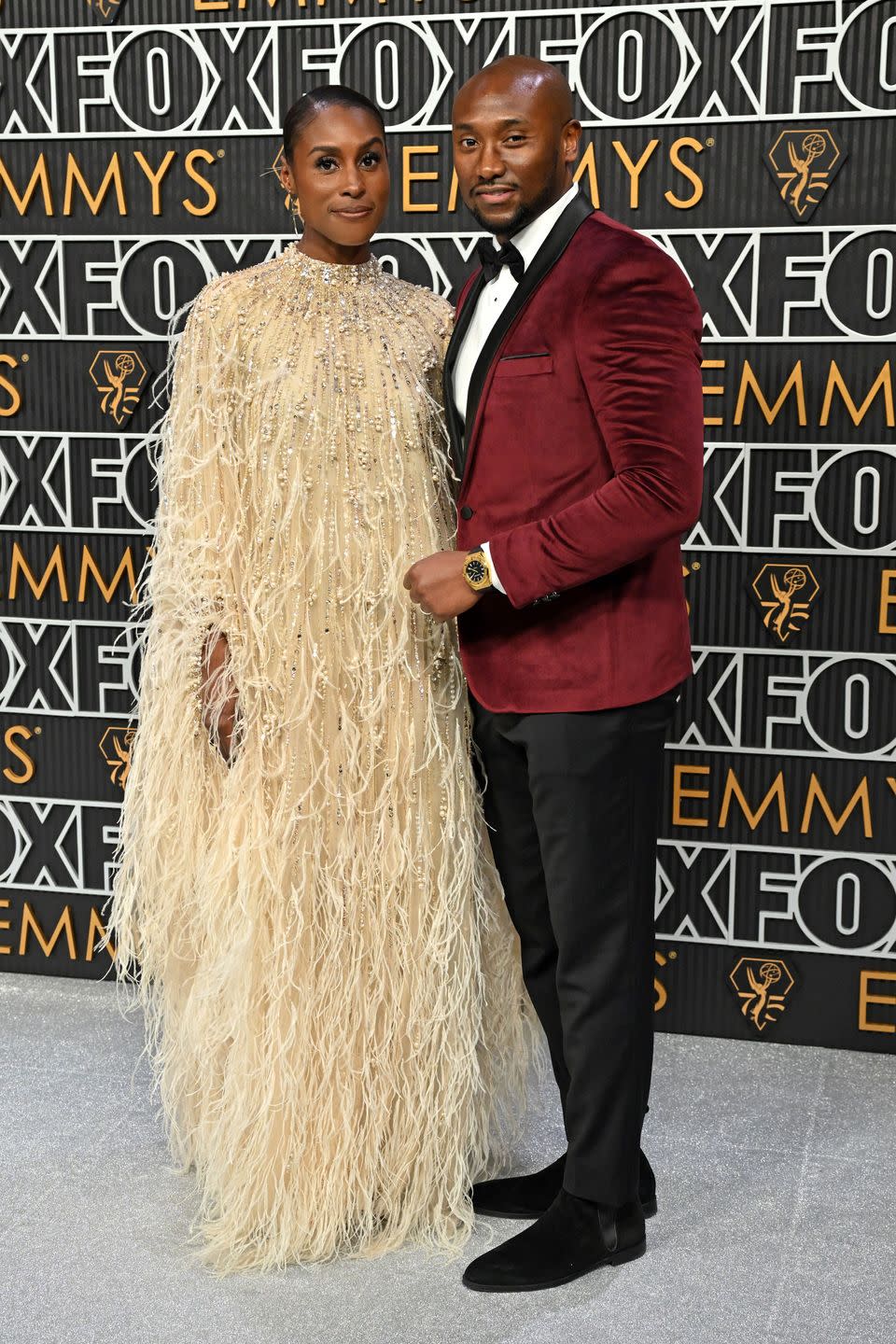 issa rae and louis diame at delayed 2023 emmys