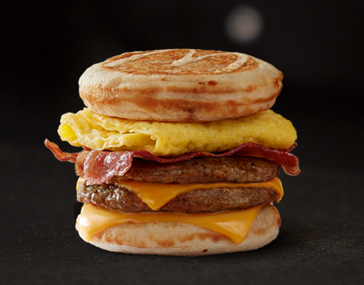 <p>This isn't part of a complete breakfast - it is a complete breakfast, and then some. Syrupy griddle cakes, egg, cheese, bacon, and sausage. It's amazing the mad geniuses at <a href="https://www.mcdonalds.com/us/en-us/product/triple-breakfast-stack-mcgriddles.html" rel="nofollow noopener" target="_blank" data-ylk="slk:McDonald's;elm:context_link;itc:0;sec:content-canvas" class="link ">McDonald's</a> stopped before figuring out a way to include a bowl of cereal.</p>