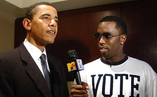 Sean "P. Diddy" Combs With Then-U.S. Senate Candidate Barack Obama on July 29, 2004