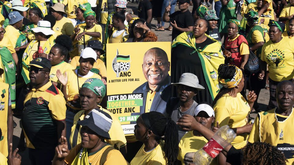 ANC supporters wait for President Cyril Ramaphosa to arrive during an election rally on May 19, 2024, in Isipingo, KwaZulu-Natal, South Africa. - Per-Anders Pettersson/Getty Images