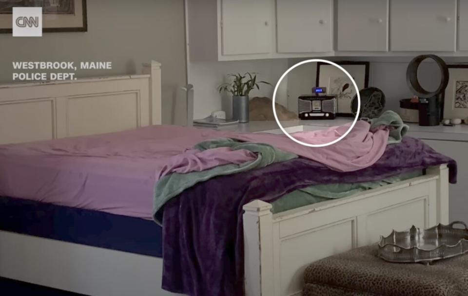 Footage from Westbrook, Maine police showing a hidden security camera inside a bedroom in an Airbnb.  https://www.youtube.com/watch?v=pqQJ2FxB988 / YouTube/CNN