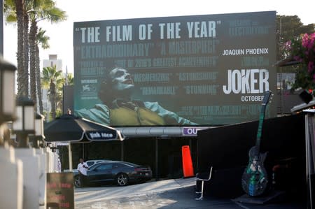 A billboard advertising the film "Joker" is pictured in Los Angeles